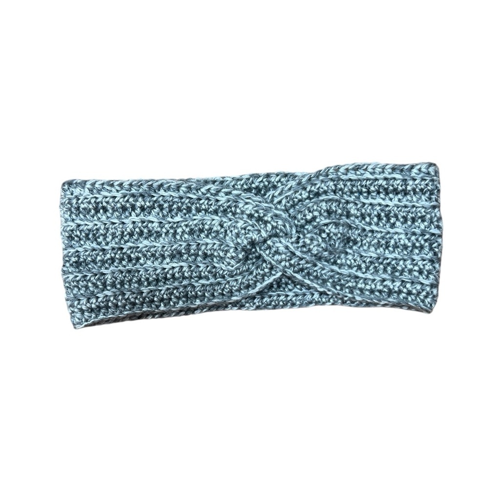 Handmade Crochet Headband Women OS Grey Cream NEW